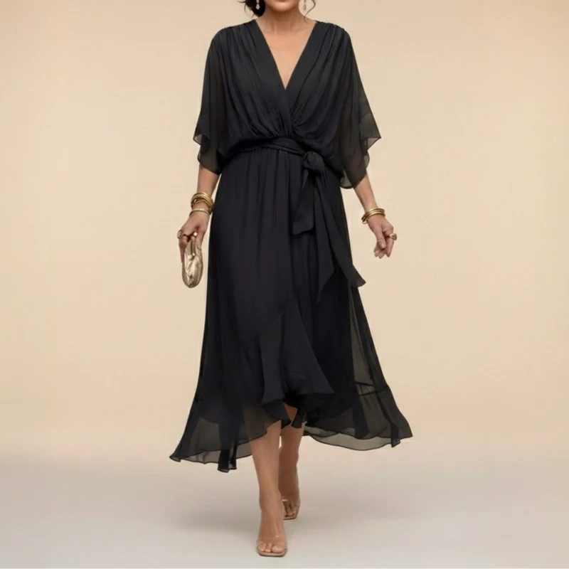 Deria™ - Chiffonkleid mit V-Ausschnitt