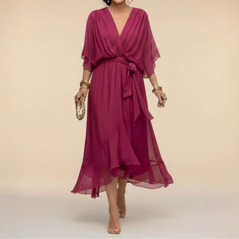 Deria™ - Chiffonkleid mit V-Ausschnitt