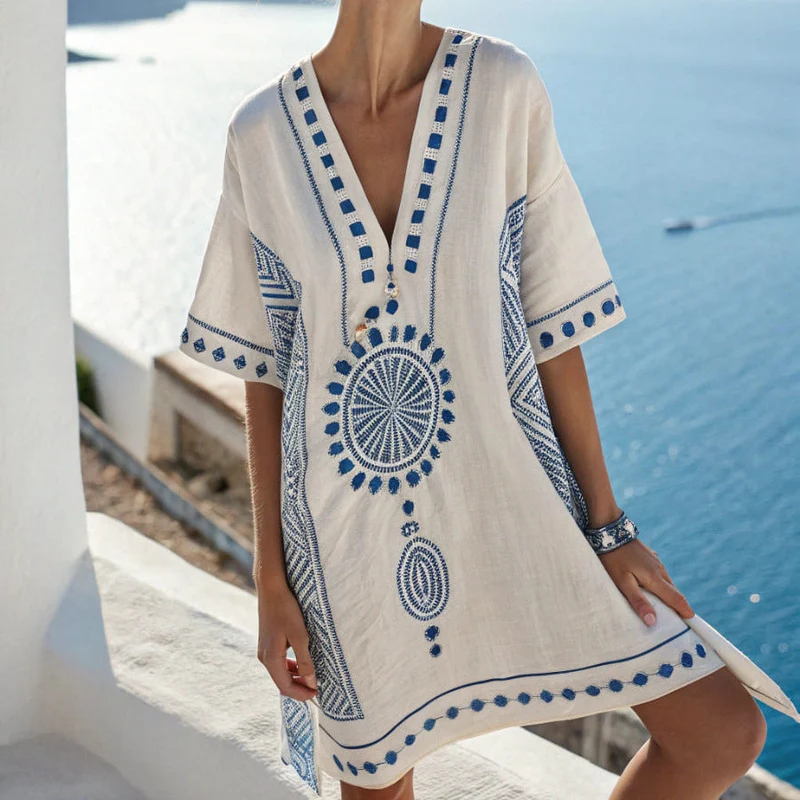 Mélina-Tunika – Rosace aus Santorini