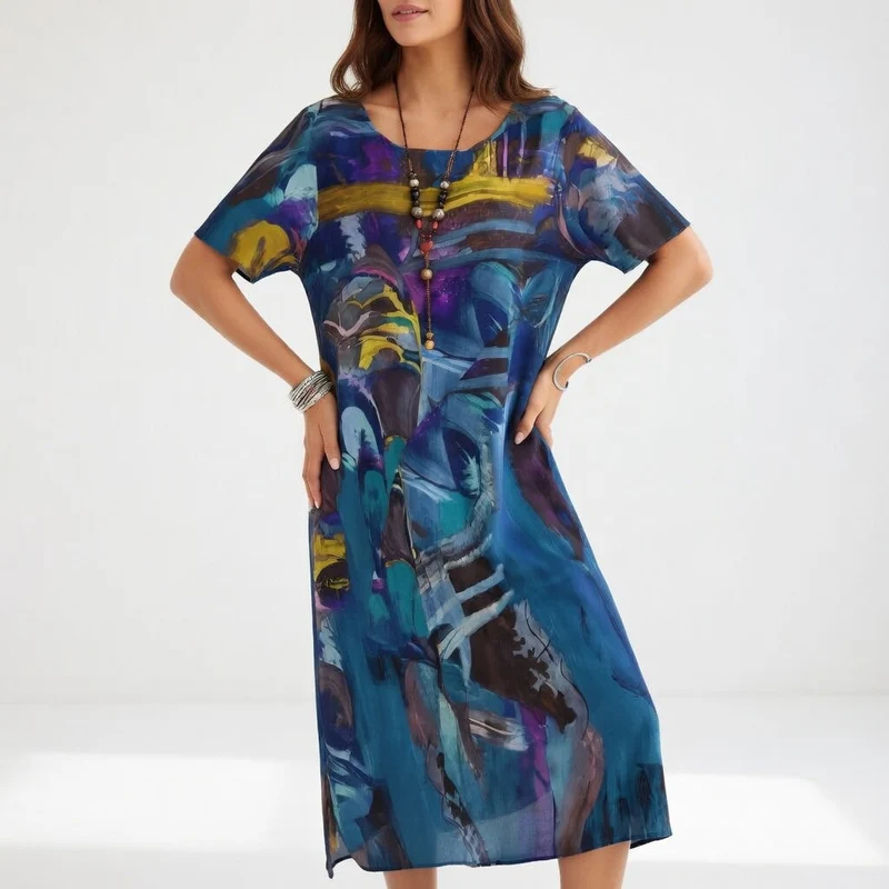 Keria™ - Künstlerisches und Fließendes Elegantes Maxikleid