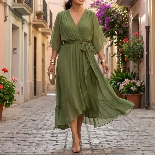 Jeriah™ - Kleid mit fließender V-Ausschnitt-Silhouette