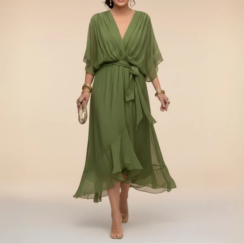 Jeriah™ - Kleid mit fließender V-Ausschnitt-Silhouette