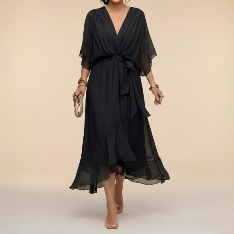 Jeriah™ - Kleid mit fließender V-Ausschnitt-Silhouette