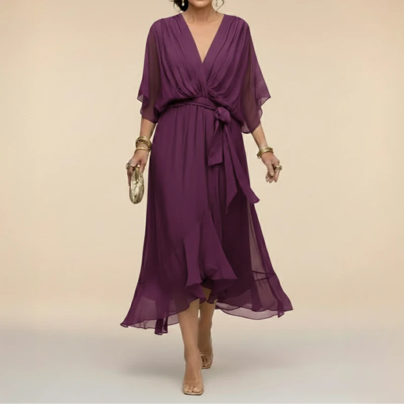 Jeriah™ - Kleid mit fließender V-Ausschnitt-Silhouette