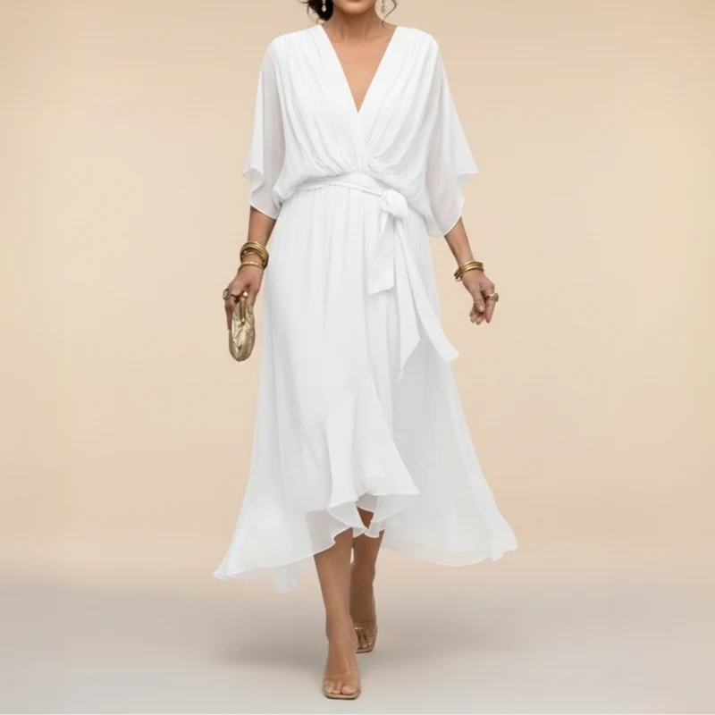 Jeriah™ - Kleid mit fließender V-Ausschnitt-Silhouette
