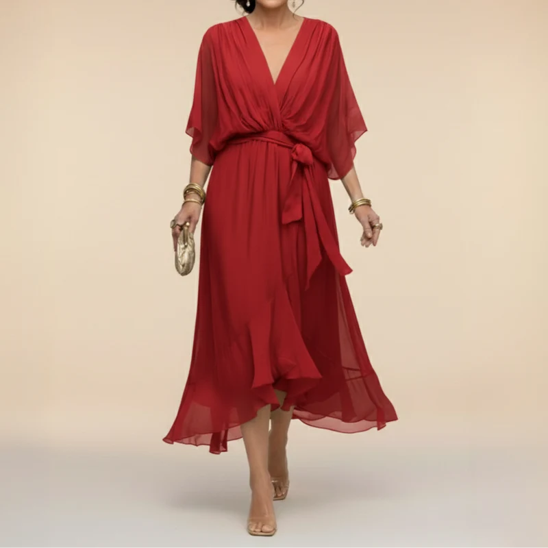 Jeriah™ - Kleid mit fließender V-Ausschnitt-Silhouette
