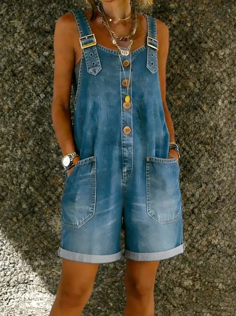Reine™ - Denim-Playsuit mit Schulterträgern