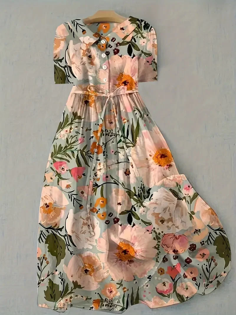 Aurélie - Warme Sommerblumige Kleid