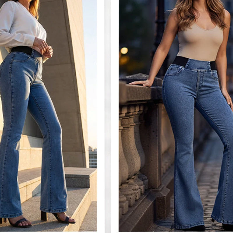 Clowy™ – Jeans mit Hoher Taille Stretch und Ausgestelltem Bein