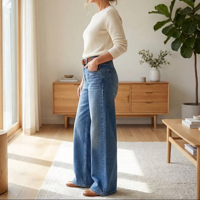 Mercy™ - Damen-Vintage-Hochbund-Weitbeinjeans