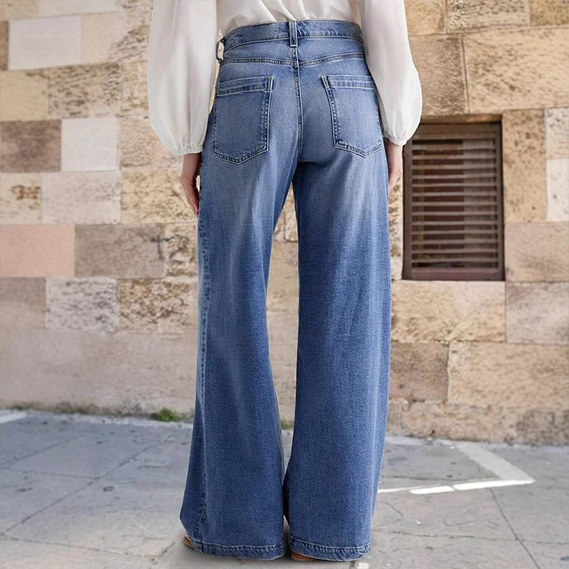 Mercy™ - Damen-Vintage-Hochbund-Weitbeinjeans