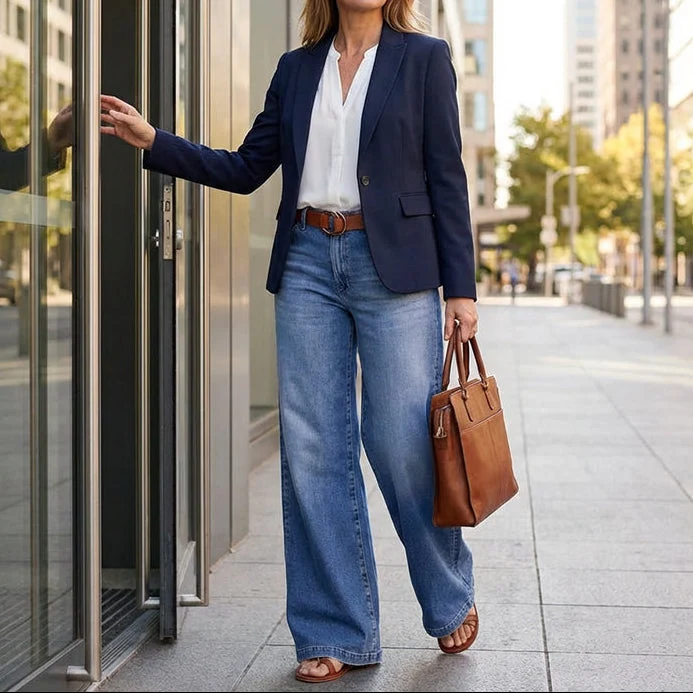 Mercy™ - Damen-Vintage-Hochbund-Weitbeinjeans