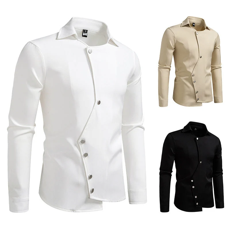 Herren Hemd mit asymmetrischem Knopfdesign und modernem Kragen Drune