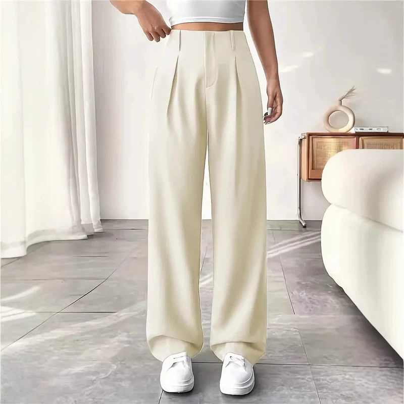 Damen Elegante Bundfaltenhose mit weitem Schnitt Drune