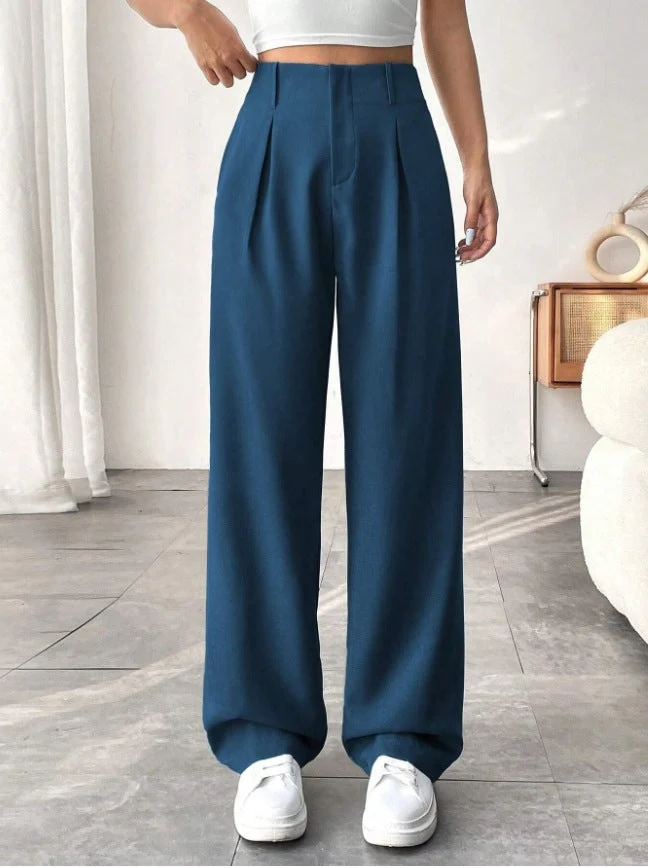 Damen Elegante Bundfaltenhose mit weitem Schnitt Drune