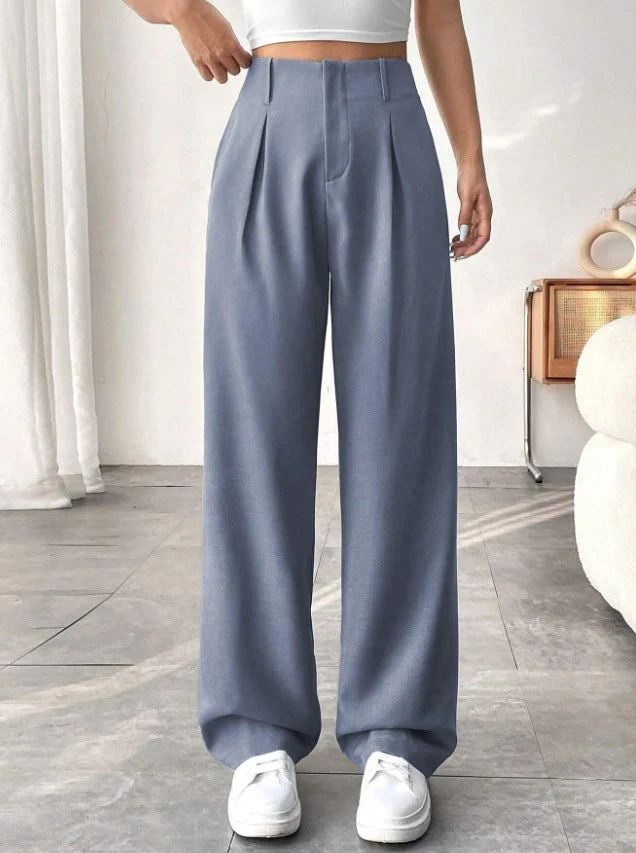 Damen Elegante Bundfaltenhose mit weitem Schnitt Drune