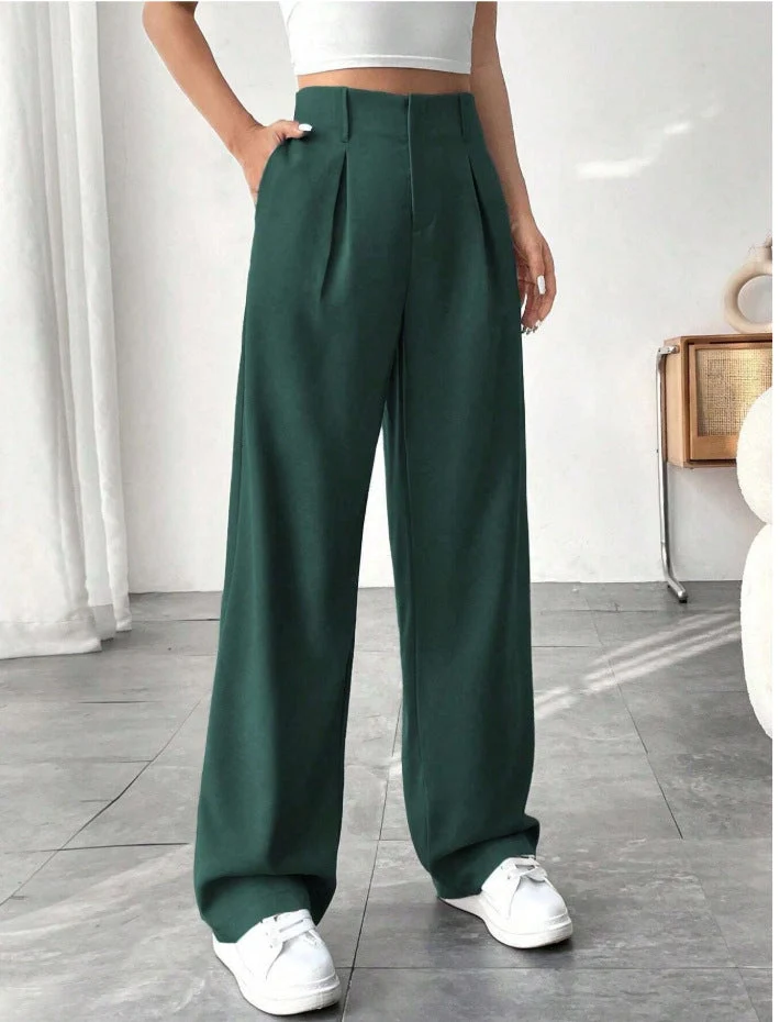 Damen Elegante Bundfaltenhose mit weitem Schnitt Drune