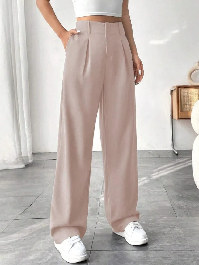 Damen Elegante Bundfaltenhose mit weitem Schnitt Drune