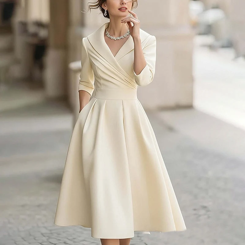 Damen Midikleid mit elegantem Wickelausschnitt und Raffung Drune