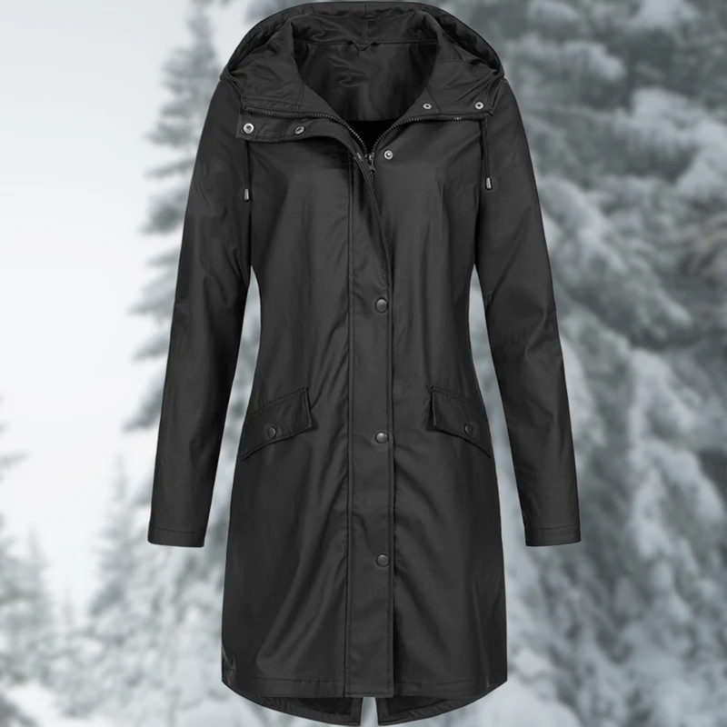 Drune | wasserdichte Parka mit Kapuze - Damen Regenjacke mit praktischen Taschen