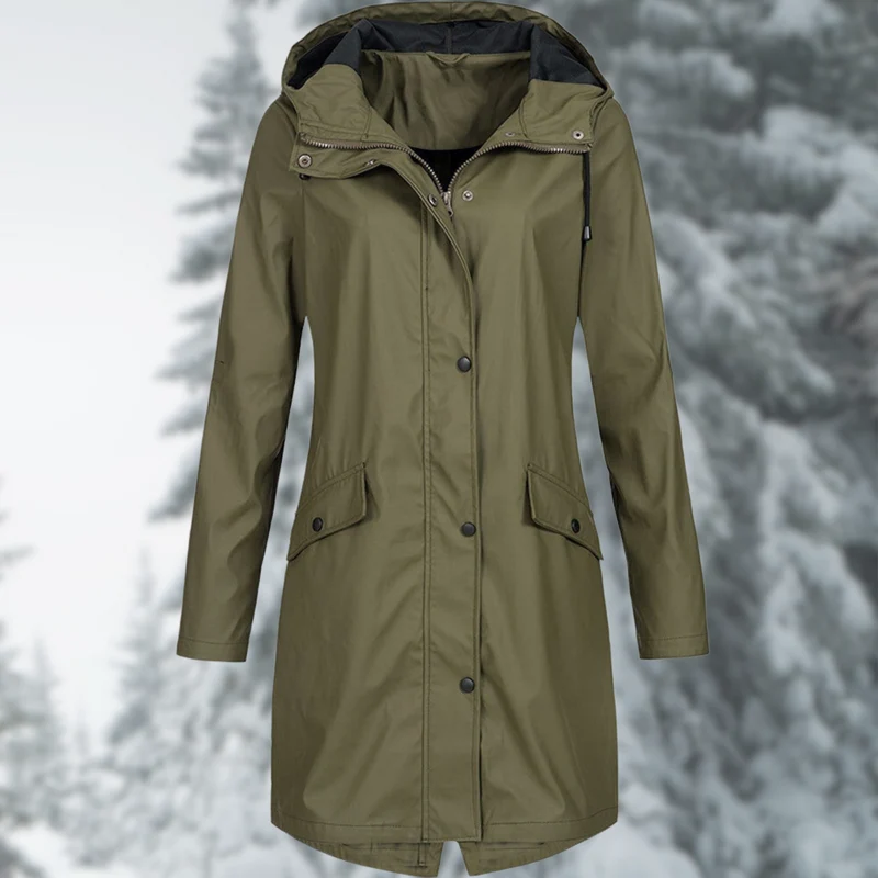 Drune | wasserdichte Parka mit Kapuze - Damen Regenjacke mit praktischen Taschen