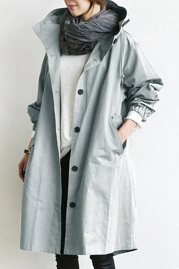 Drune | Trenchcoat mit Kapuze für Frauen Lang, Warm und Perfekt für Den Herbst