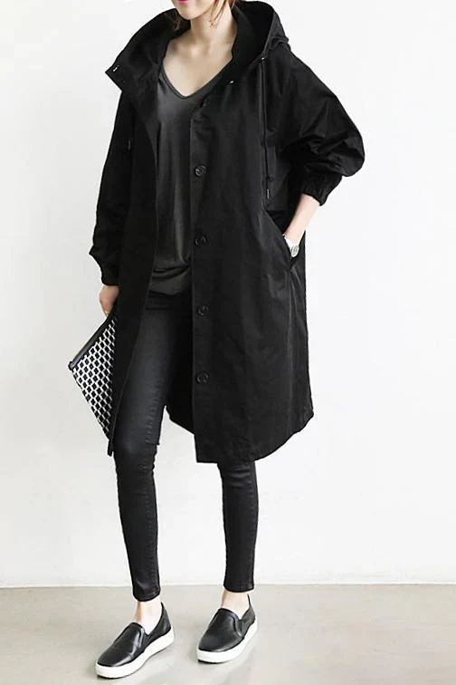 Drune | Trenchcoat mit Kapuze für Frauen Lang, Warm und Perfekt für Den Herbst