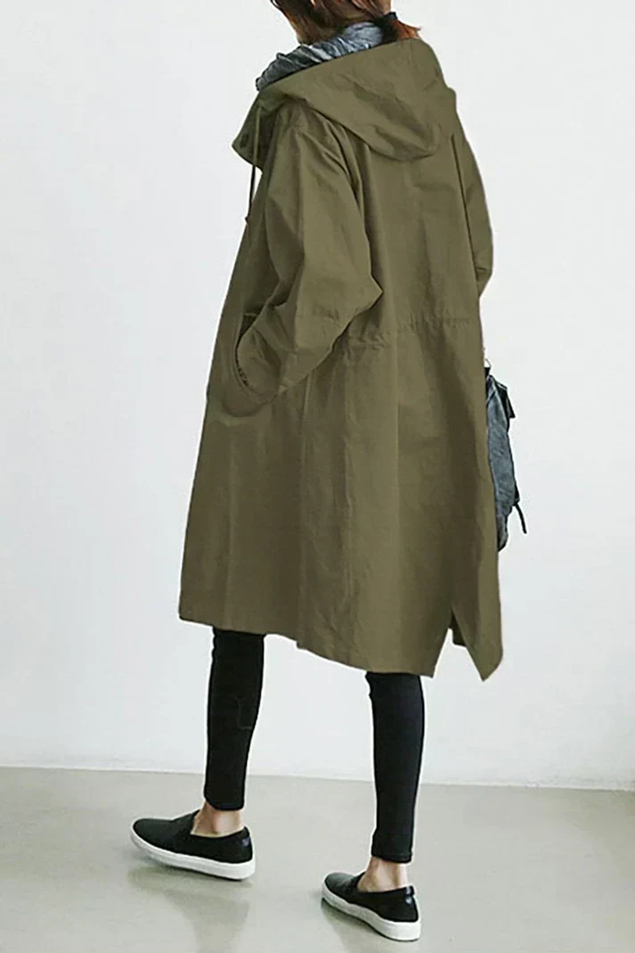Drune | Trenchcoat mit Kapuze für Frauen Lang, Warm und Perfekt für Den Herbst
