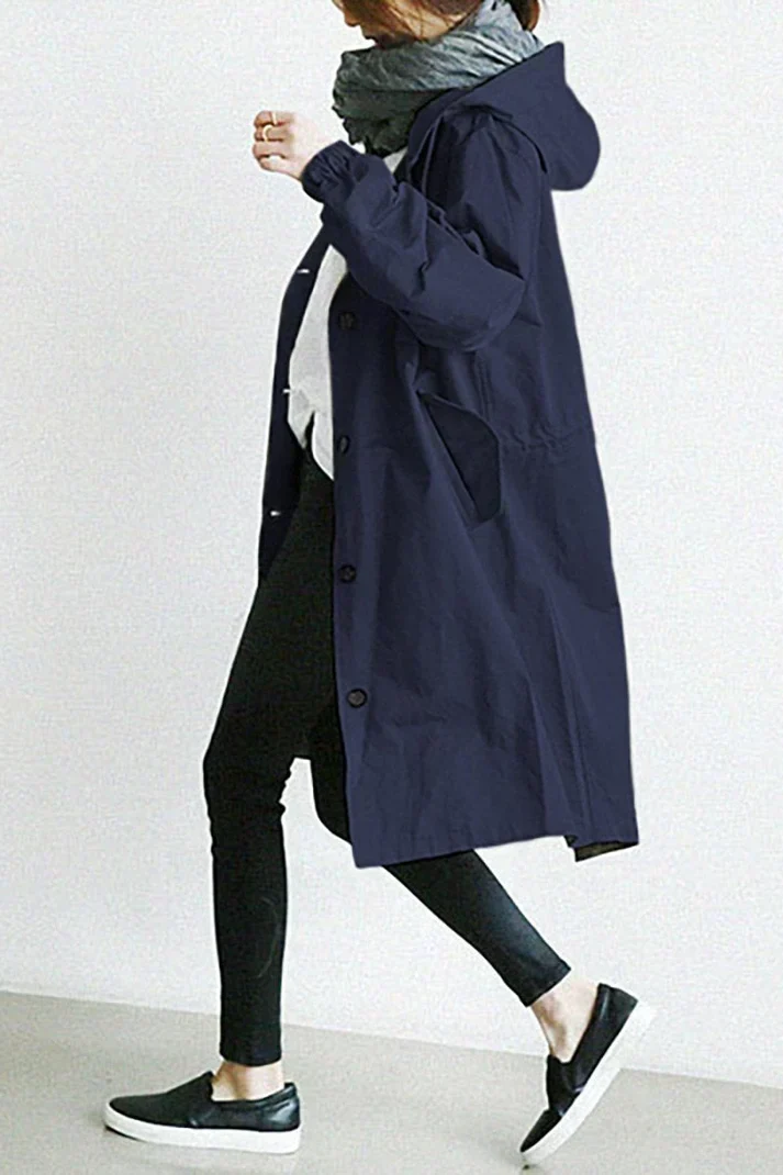 Drune | Trenchcoat mit Kapuze für Frauen Lang, Warm und Perfekt für Den Herbst