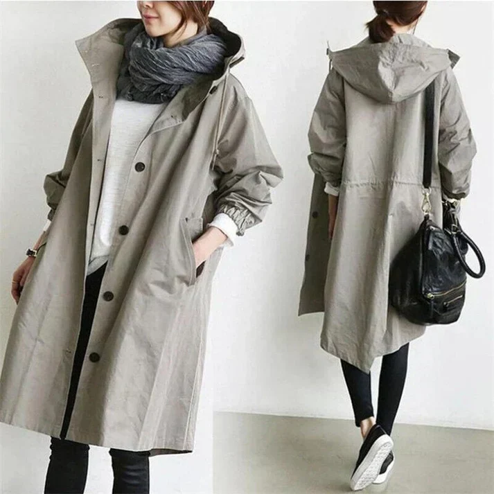 Drune | Trenchcoat mit Kapuze für Frauen Lang, Warm und Perfekt für Den Herbst