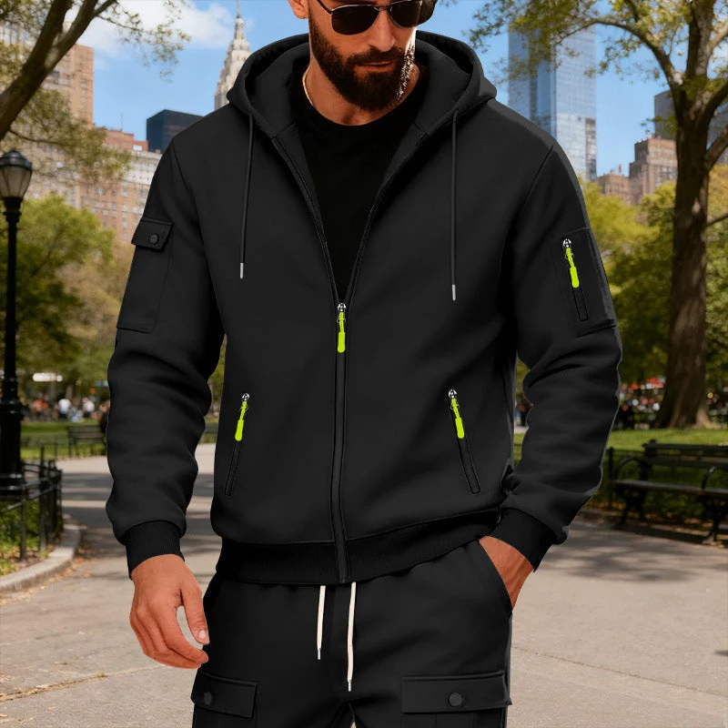 Herren sportlicher Kapuzenpullover mit modischen Schnellverschlüssen und praktischen Taschen Drune