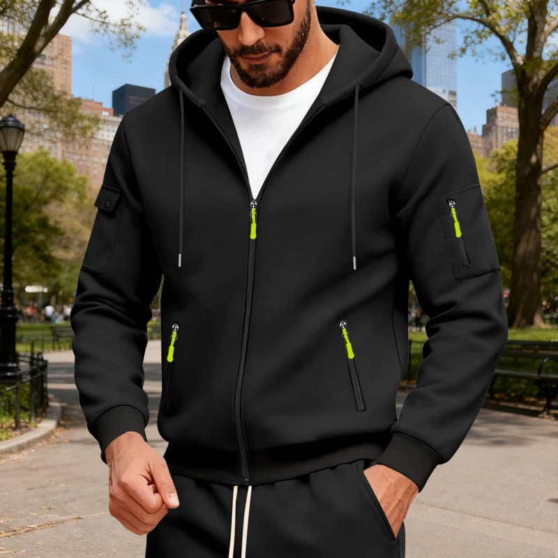 Herren sportlicher Kapuzenpullover mit modischen Schnellverschlüssen und praktischen Taschen Drune
