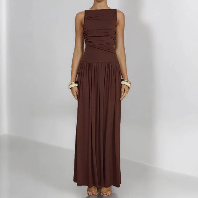 Damen Maxikleid mit raffiniertem Drapierungseffekt Drune