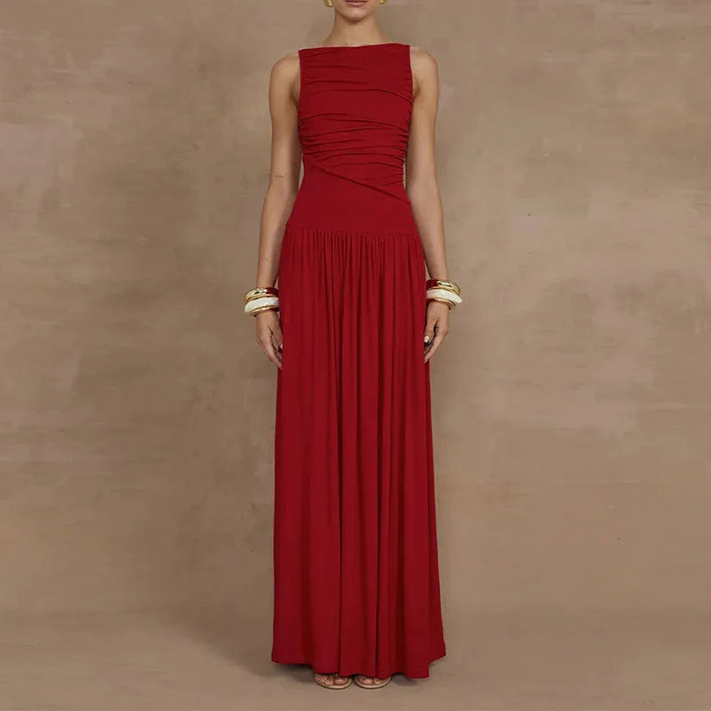 Damen Maxikleid mit raffiniertem Drapierungseffekt Drune