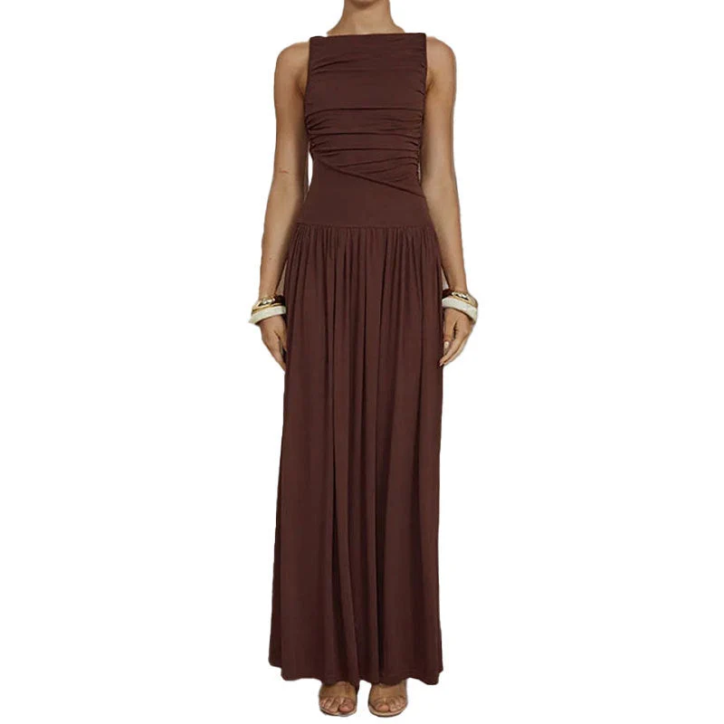 Damen Maxikleid mit raffiniertem Drapierungseffekt Drune