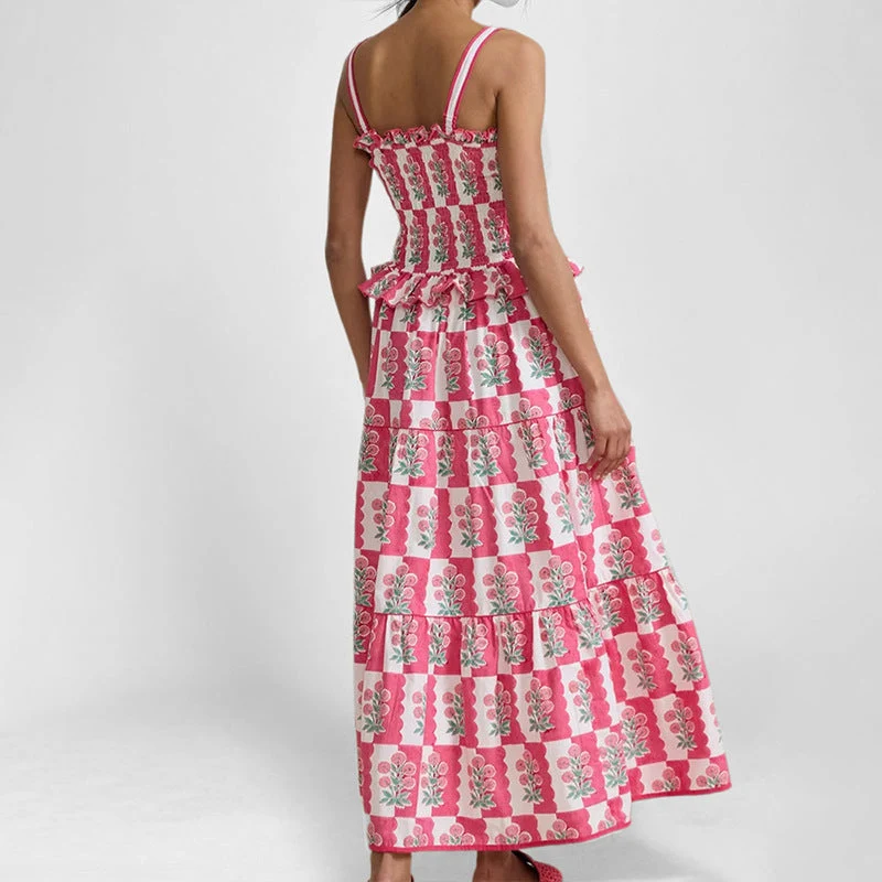 Damen maxikleid mit raffiniertem Blütenmuster Drune