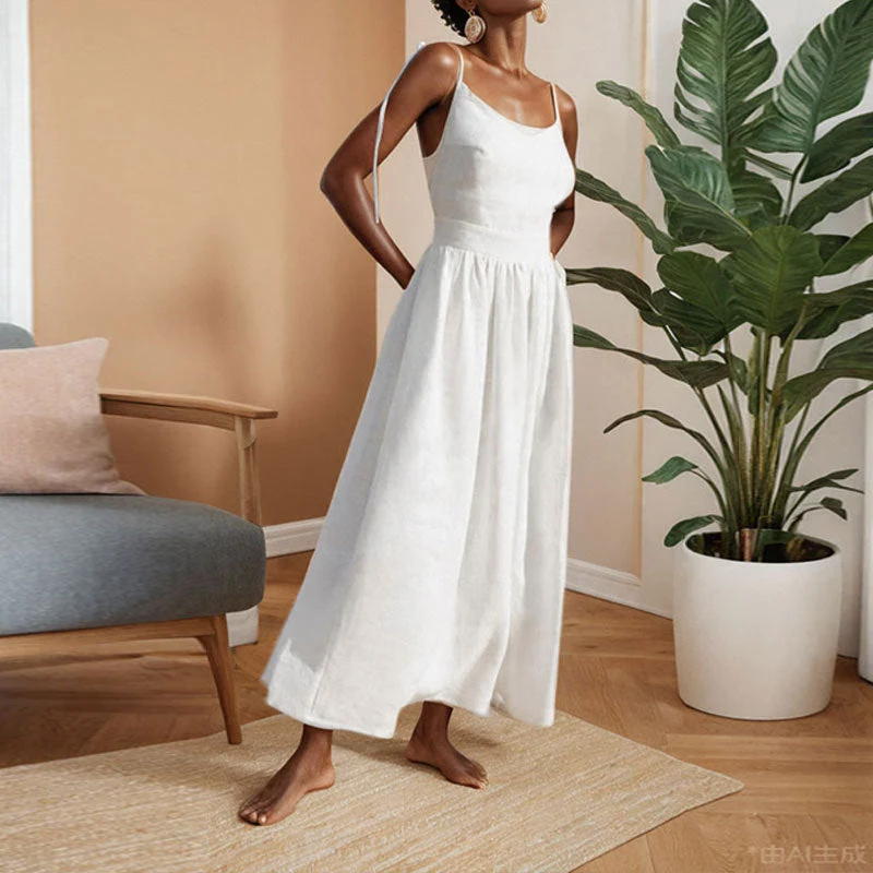 Damen Maxikleid mit verstellbaren Trägern und eleganter Taillierung Drune