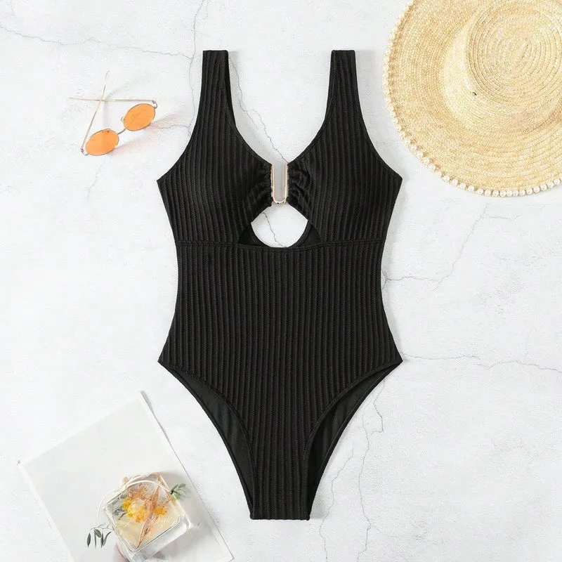 Damen Einteiliger Badeanzug mit raffiniertem Cut-Out und sportlichem Design Drune