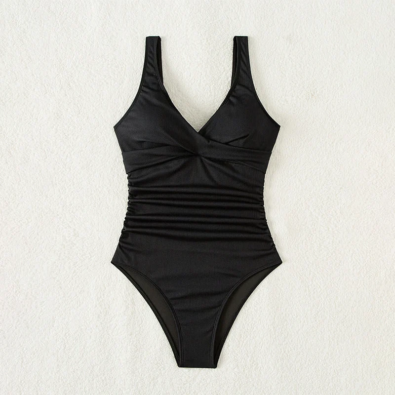 Damen Einteiliger Badeanzug mit elegantem Wickeldetail und figurformendem Schnitt Drune