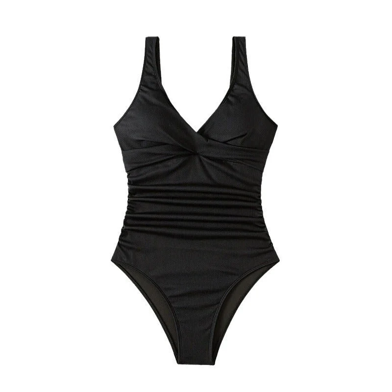 Damen Einteiliger Badeanzug mit elegantem Wickeldetail und figurformendem Schnitt Drune