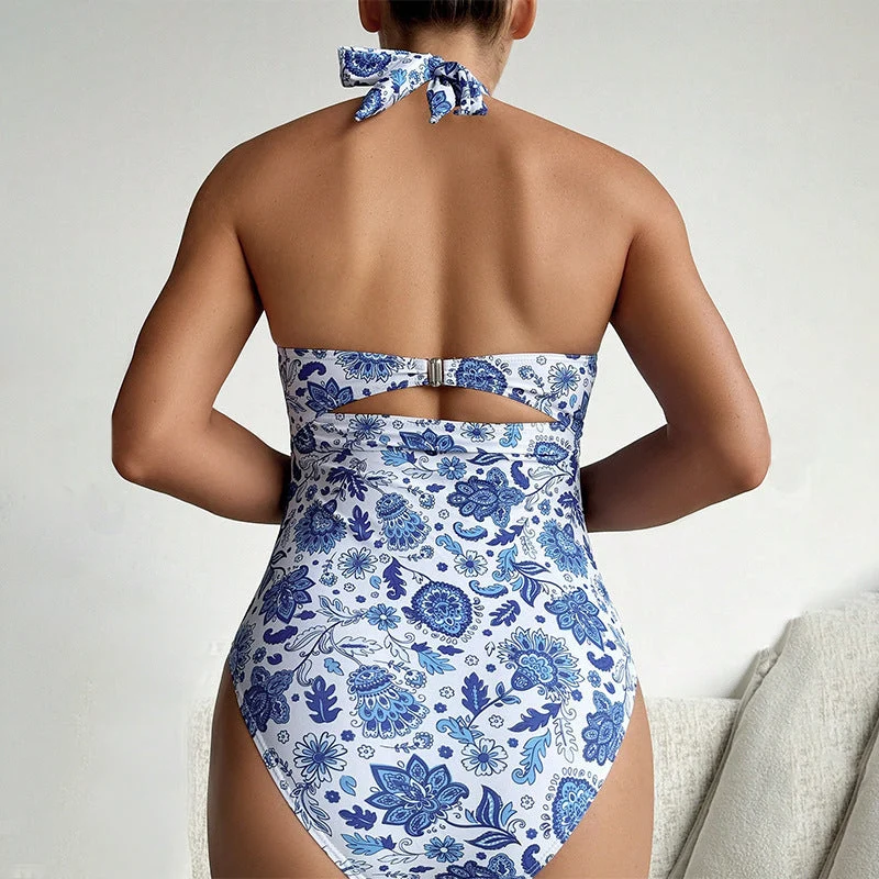 Damen Einteiler Badeanzug mit raffinierten Cut-Outs und modischem Halterdesign Drune
