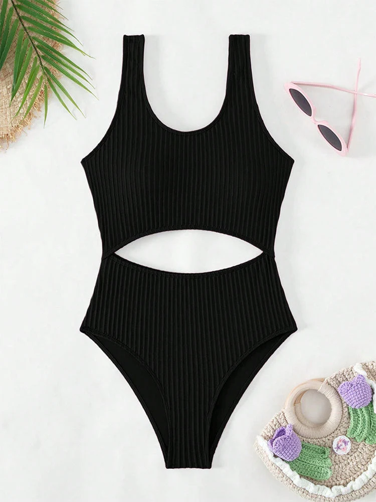 Damen Einteiler Badeanzug mit raffiniertem Cut-Out-Design und sportlichem Schnitt Drune