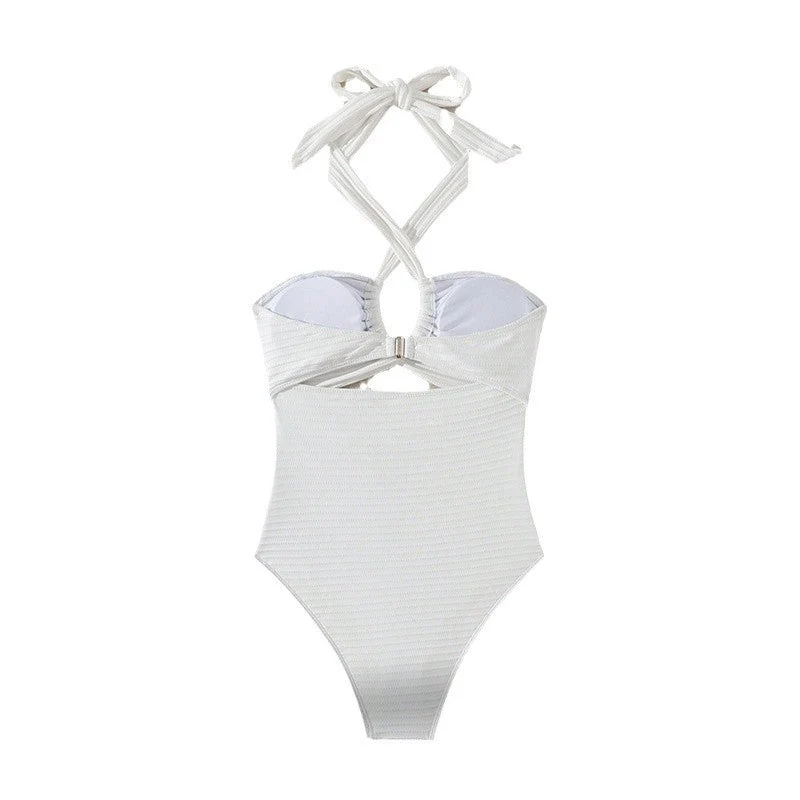 Damen Einteiler Badeanzug mit modischem Wickeldesign und aufregenden Cut-Out-Details Drune