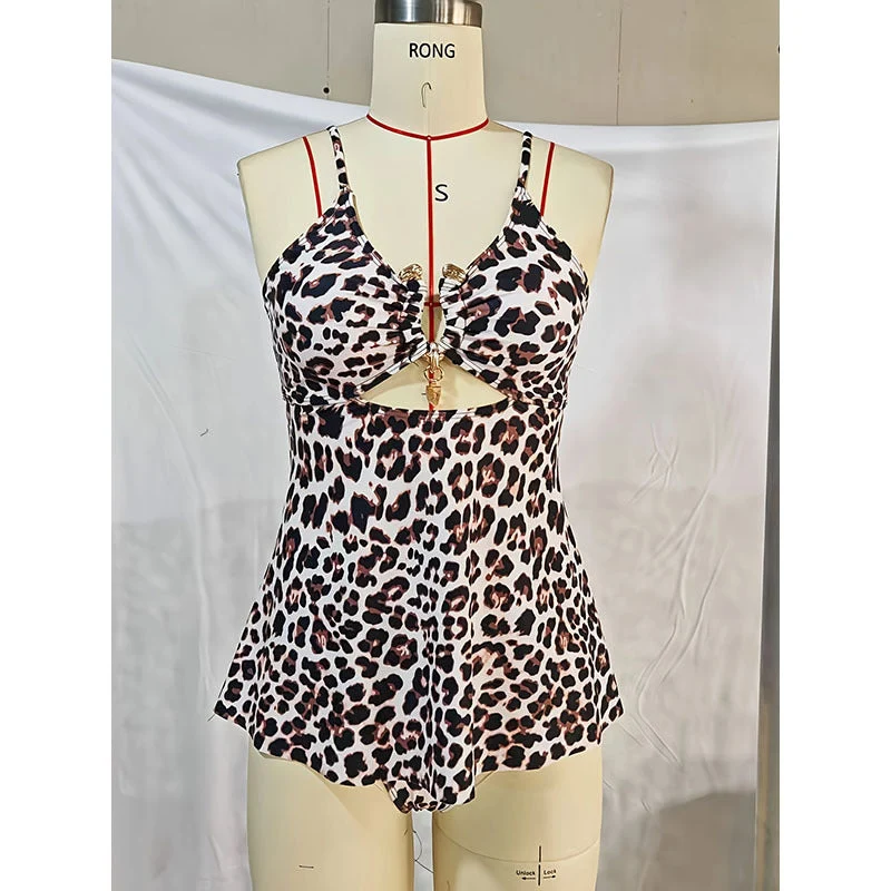 Damen Einteiler Badeanzug mit modischem Tierprint und eleganten Cut-Out-Details Drune
