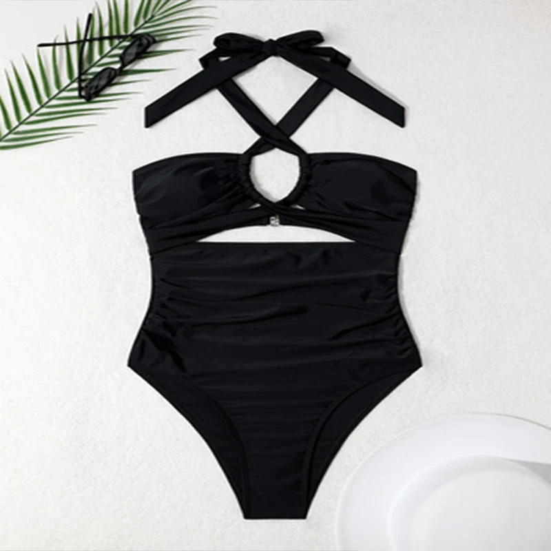 Damen Einteiler Badeanzug mit modischem Cut-Out und raffiniertem Kreuzträgerdesign Drune