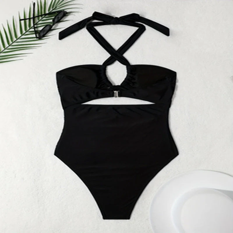 Damen Einteiler Badeanzug mit modischem Cut-Out und raffiniertem Kreuzträgerdesign Drune