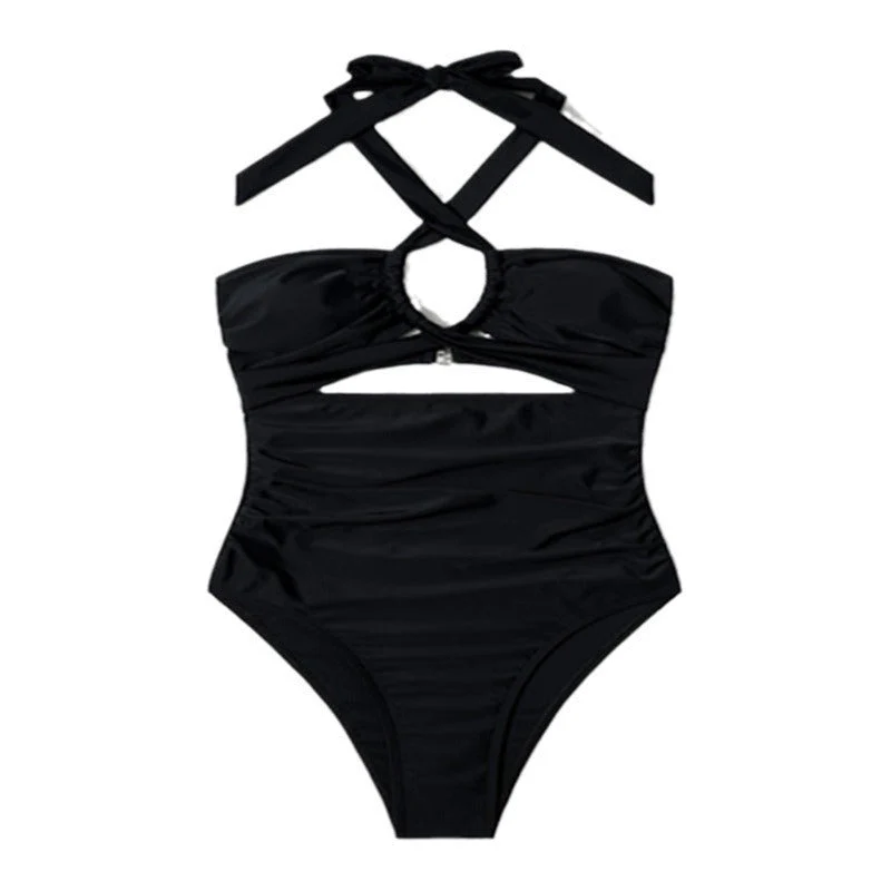 Damen Einteiler Badeanzug mit modischem Cut-Out und raffiniertem Kreuzträgerdesign Drune