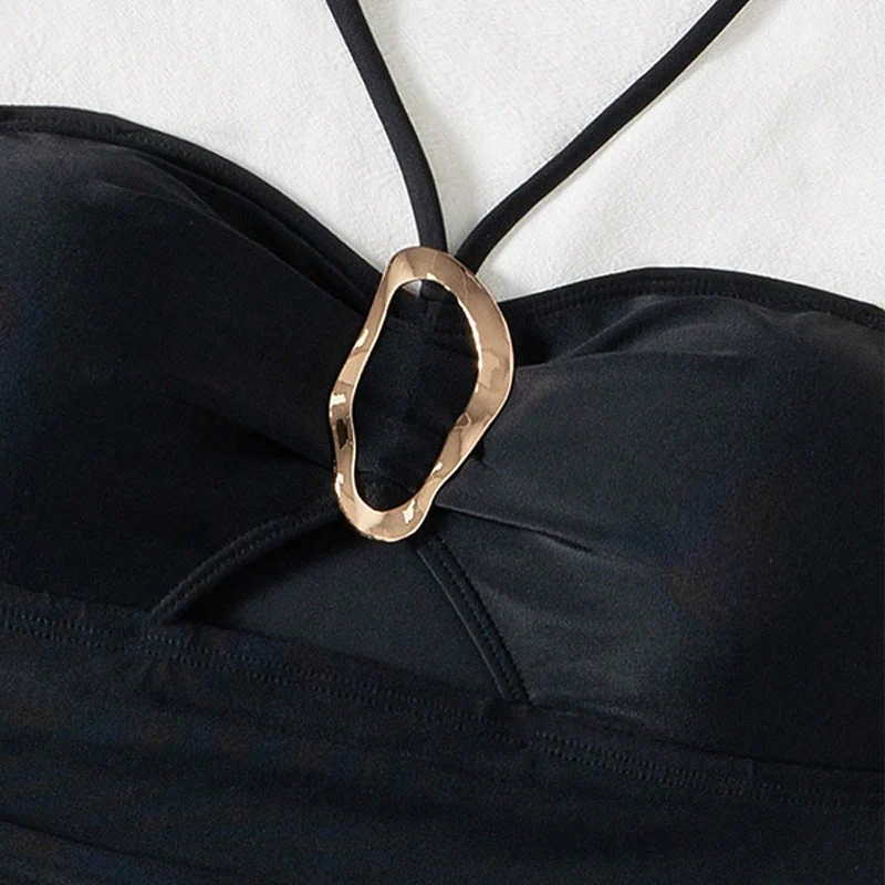 Damen Einteiler Badeanzug mit modischem Cut-Out und dekorativem Ringdetail Drune