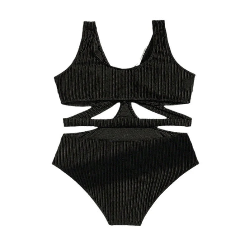 Damen Einteiler Badeanzug mit modischem Cut-Out und asymmetrischem Design Drune