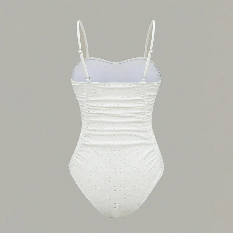 Damen Einteiler Badeanzug mit effektiver Raffung und romantischem Design Drune